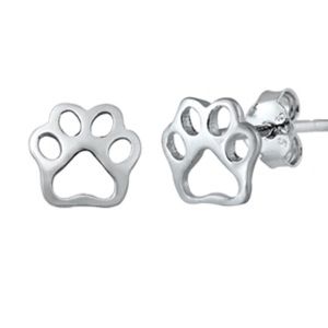 925 Sterling Silver Paw Print Earrings